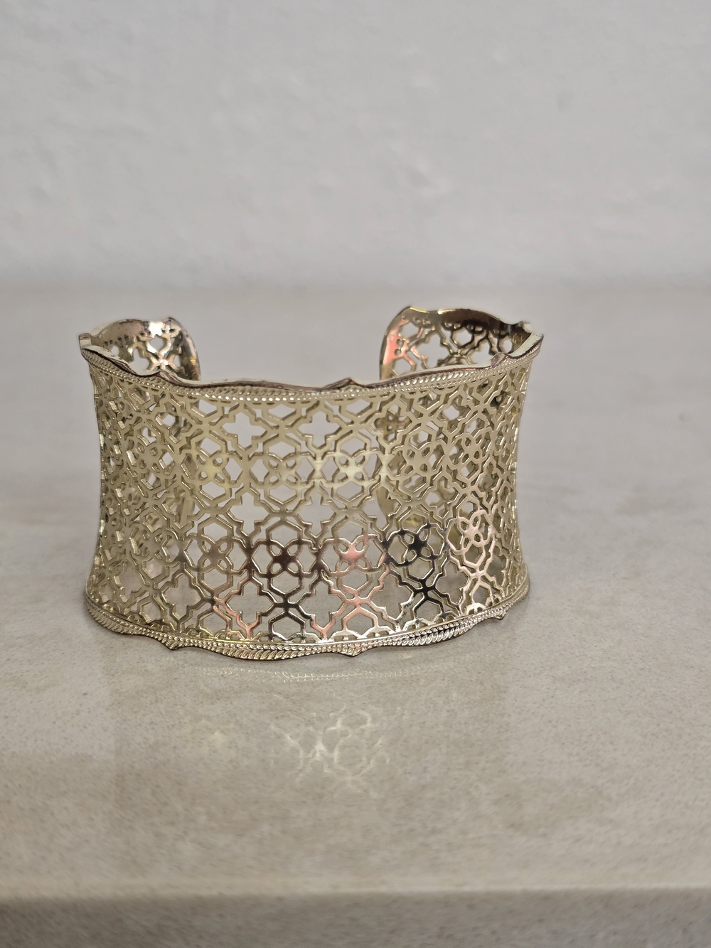 Kendra Scott Candice Gold Filigree Wide Cuff Bracelet Adjustable